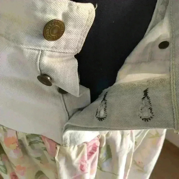 UPCYCLED LEVIS 501 Jeans into boho flower festival skirt waist 28" - Picture 10 of 13